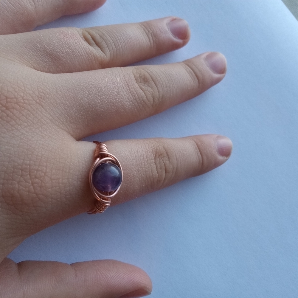 Amethyst wire wrapped ring size 8 - Picture 3 of 7